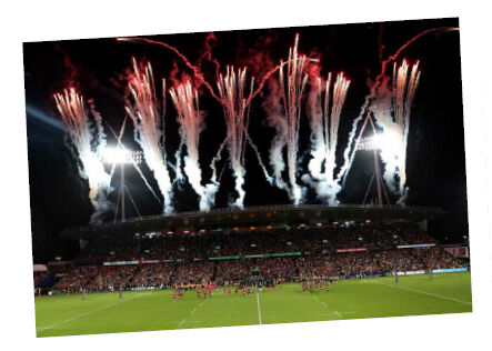 Celebratory fireworks display at a Chiefs game